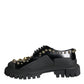 Dolce & Gabbana Black Leather Trekking Derby Embellished Shoes