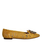 Dolce & Gabbana Mustard Lace Crystal Ballet Flats Loafer Shoes