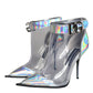 Dolce & Gabbana Silver Iridescent PVC Pointed Short Boots Shoes