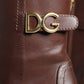 Dolce & Gabbana Brown Leather Heels Mid Calf Boots Shoes