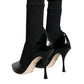 Dolce & Gabbana Black Stretch Stilettos Booties Socks Shoes