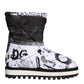 Dolce & Gabbana White Padded Logo Print Mid Calf Boots Shoes