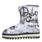 Dolce & Gabbana White Padded Logo Print Mid Calf Boots Shoes