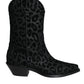 Dolce & Gabbana Black Gray Leopard Cowboy Boots Shoes