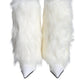 Dolce & Gabbana White Fur Leather Heels Mid Calf Boots Shoes