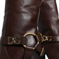 Dolce & Gabbana Brown Leather Gold Tone Logo High Boots Shoes