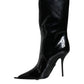 Dolce & Gabbana Black Patent Leather Mid Calf Boots Shoes