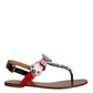 Dolce & Gabbana Multicolor Crystal Sandals Flip Flops Shoes