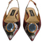 Dolce & Gabbana Multicolor Jacquard Crystal Flats Slingback Shoes