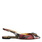 Dolce & Gabbana Multicolor Jacquard Crystal Flats Slingback Shoes