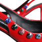 Dolce & Gabbana Red Leather Crystal Heels Slingback Shoes