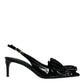 Dolce & Gabbana Black Patent Leather Heels Slingback Shoes