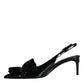 Dolce & Gabbana Black Patent Leather Heels Slingback Shoes