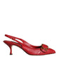 Dolce & Gabbana Red Devotion Leather Heels Slingback Shoes