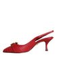 Dolce & Gabbana Red Devotion Leather Heels Slingback Shoes