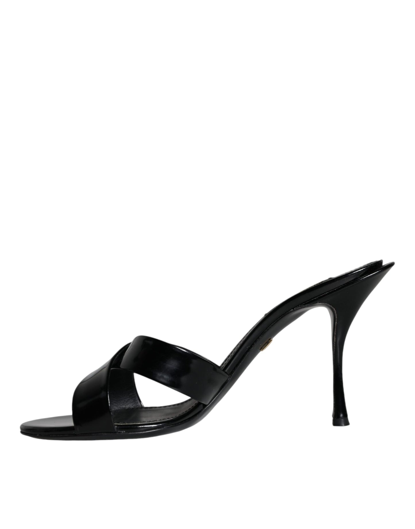 Dolce & Gabbana Black Leather Slides Keira Sandals Shoes