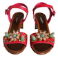 Dolce & Gabbana Fuchsia Leather Embellished Keira Sandals Shoes