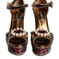 Dolce & Gabbana Fuchsia Jacquard Embellished Keira Sandals Shoes