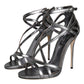 Dolce & Gabbana Silver Keira Leather Heels Sandals Shoes