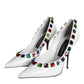 Dolce & Gabbana White Crystals Leather High Heels Pumps Shoes