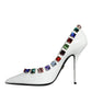 Dolce & Gabbana White Crystals Leather High Heels Pumps Shoes