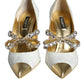 Dolce & Gabbana White Mary Jane Crystal Bow Pearl Pumps Shoes