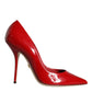 Dolce & Gabbana Red Patent Leather High Heels Pumps Shoes