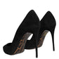 Dolce & Gabbana Black Suede Leather High Heels Pumps Shoes