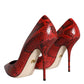 Dolce & Gabbana Red Leather Stiletto High Heels Pumps Shoes