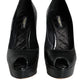 Dolce & Gabbana Black Leather Platform Heels Pumps Shoes