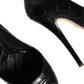 Dolce & Gabbana Black Leather Platform Heels Pumps Shoes