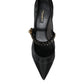 Dolce & Gabbana Black Mesh Mary Jane Crystal Heel Pumps Shoes