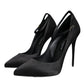 Dolce & Gabbana Black Satin Ankle Strap Heels Pumps Shoes