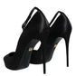 Dolce & Gabbana Black Satin Ankle Strap Heels Pumps Shoes