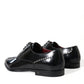 Dolce & Gabbana Black Leather Crystal Dress Formal Shoes