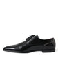 Dolce & Gabbana Black Leather Crystal Dress Formal Shoes