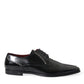 Dolce & Gabbana Black Leather Crystal Dress Formal Shoes