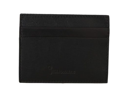 Billionaire Italian Couture Black Leather Cardholder Wallet