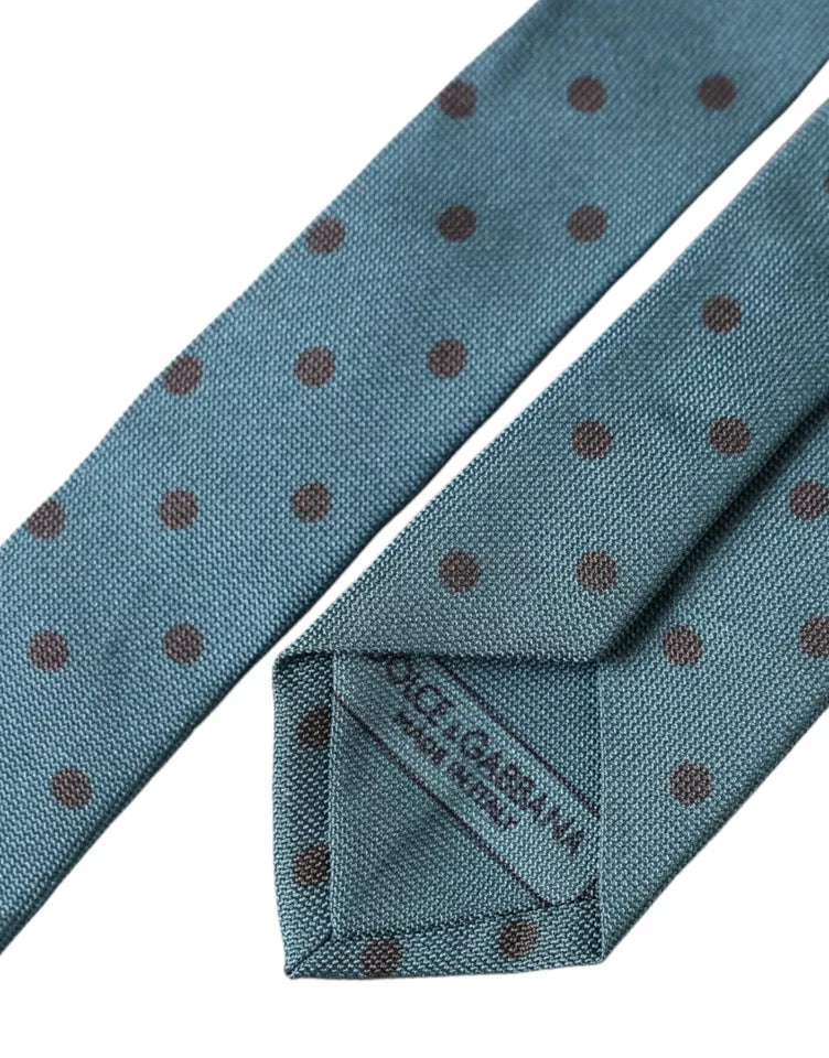 Dolce & Gabbana Green Black Polka Dot Silk Adjustable Men Tie