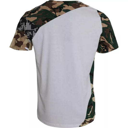 Dolce & Gabbana White Camouflage Stars Crew Neck Men T-shirt