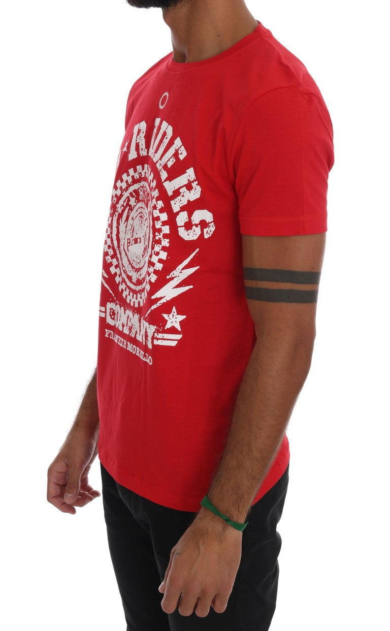 Frankie Morello Red Cotton RIDERS Crewneck T-Shirt