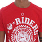 Frankie Morello Red Cotton RIDERS Crewneck T-Shirt