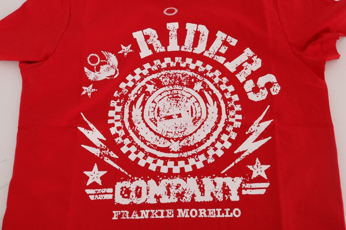 Frankie Morello Red Cotton RIDERS Crewneck T-Shirt