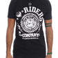 Frankie Morello Black Cotton RIDERS Crewneck T-Shirt