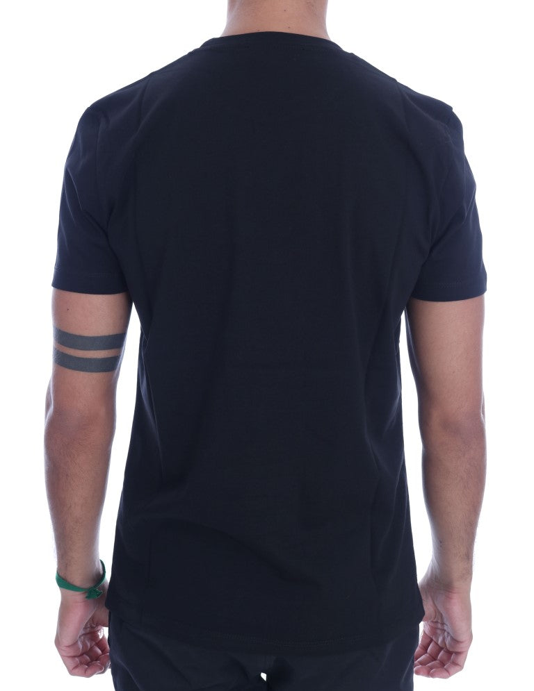 Frankie Morello Black Cotton RIDERS Crewneck T-Shirt