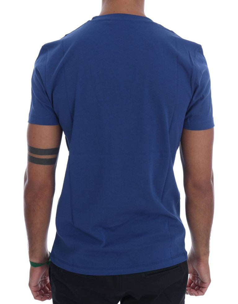 Frankie Morello Blue Cotton RIDERS Crewneck T-Shirt