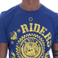 Frankie Morello Blue Cotton RIDERS Crewneck T-Shirt