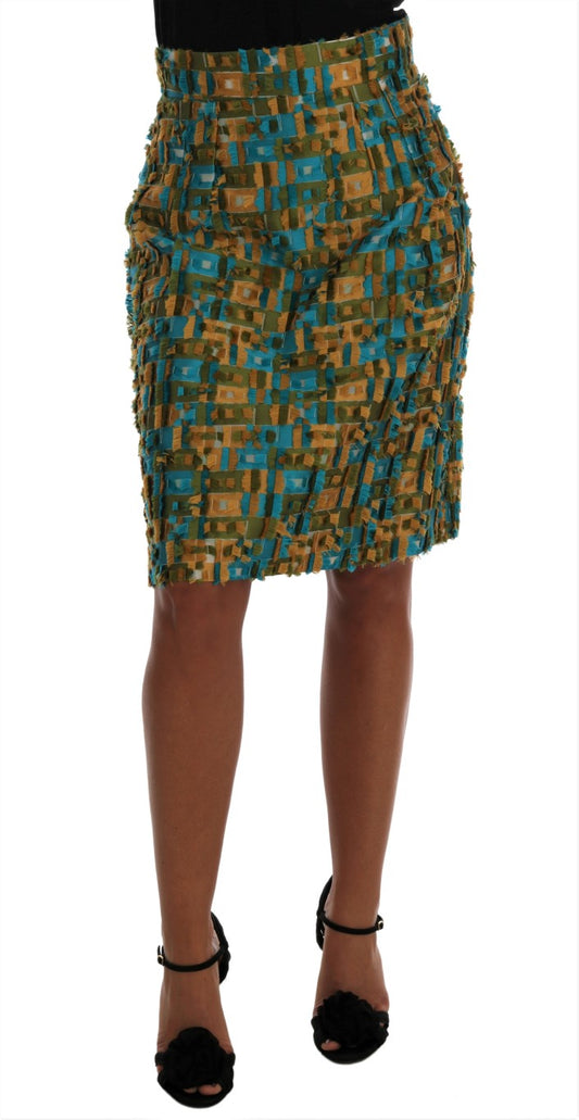 Dolce & Gabbana Multicolor Jacquard Straight Pencil Skirt