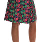 Dolce & Gabbana Pink Green Jacquard Pencil Skirt