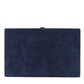 Dolce & Gabbana Blue Suede Gold Frame Clutch Evening Party Purse Bag